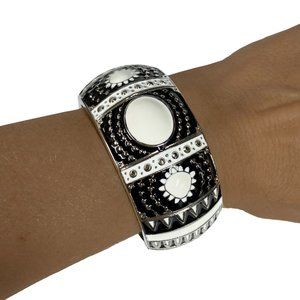 NWOT Bangle Black & White Enamel Boho Wide Bangle Bracelet